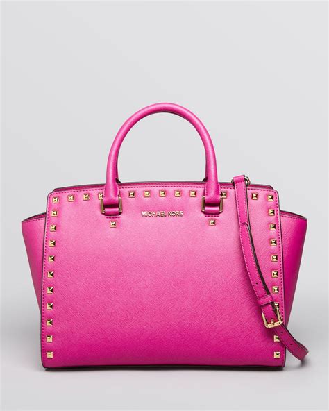 dark pink michael kors purse|Michael Kors pink studded purse.